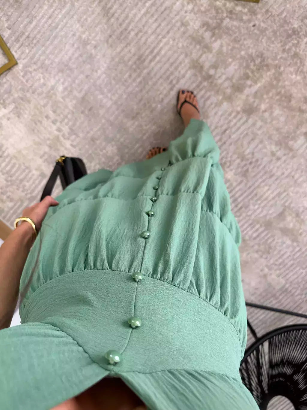 Vestido Longo com Botões Frontais