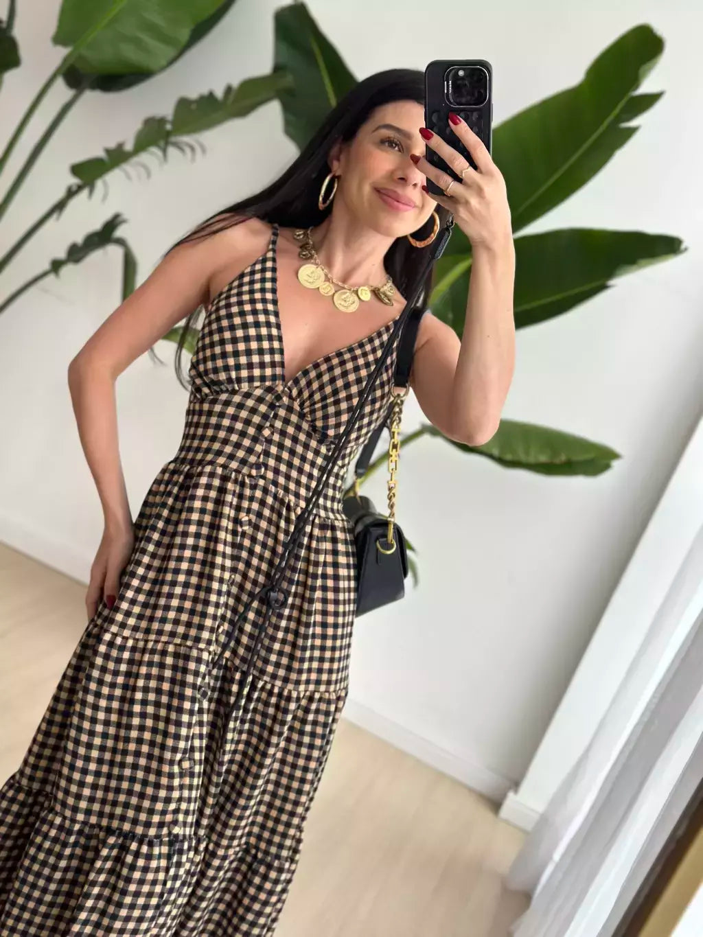 Vestido Longo com Botões Frontais