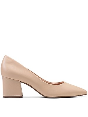 Scarpin Lia Marrom Salto Bloco Médio