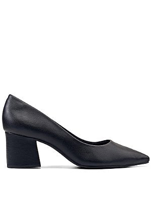Scarpin Lia Marrom Salto Bloco Médio