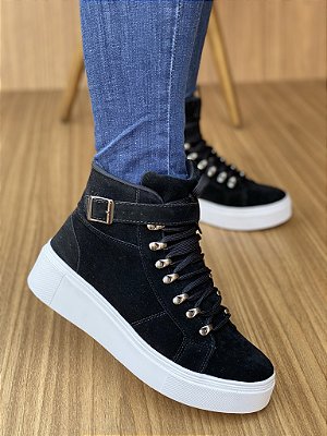Tênis Botinha Cinza Nobuck
